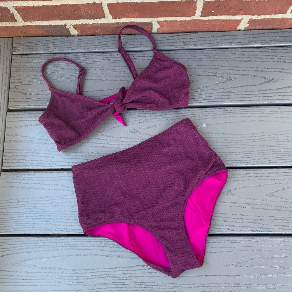 Lemlem Sara Tie Front Bikini Top Elsi High Waist Bi Gem